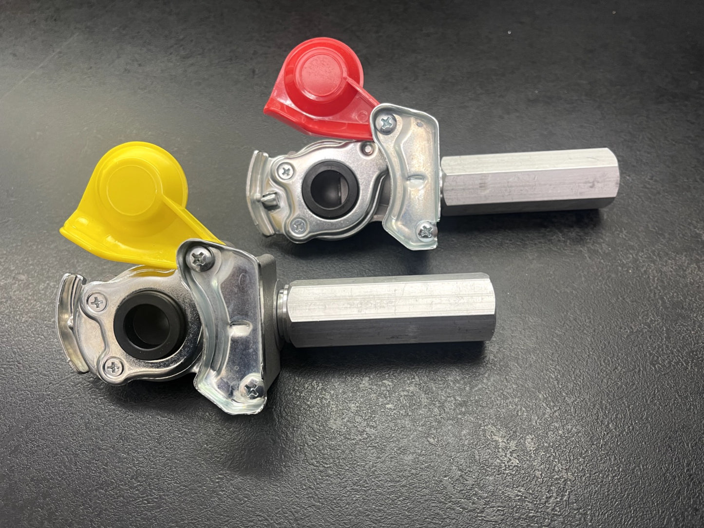 Kupplungskopf gelb / rot M22 x 1,5mm Handgriff Set Aluminium p.f. Wabco 9522002210,9522002220