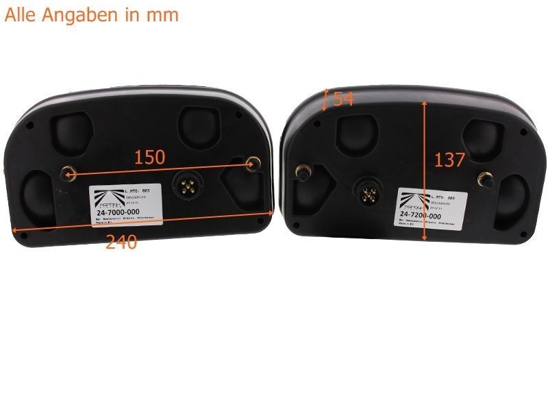 Aspöck Multipoint II 2 Rückleuchten-Satz+5 mtr.7-pol.Anschlusskabel Anhänger Set