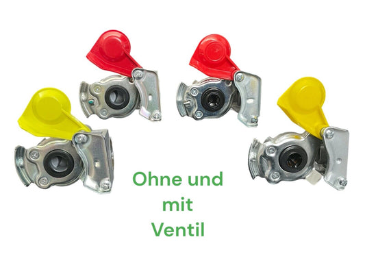 4 x Kupplungskopf M16 rot gelb mit Ventil ohne Ventil LKW Anhänger Auflieger